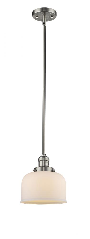Bell - 1 Light - 8 inch - Brushed Satin Nickel - Stem Hung - Mini Pendant