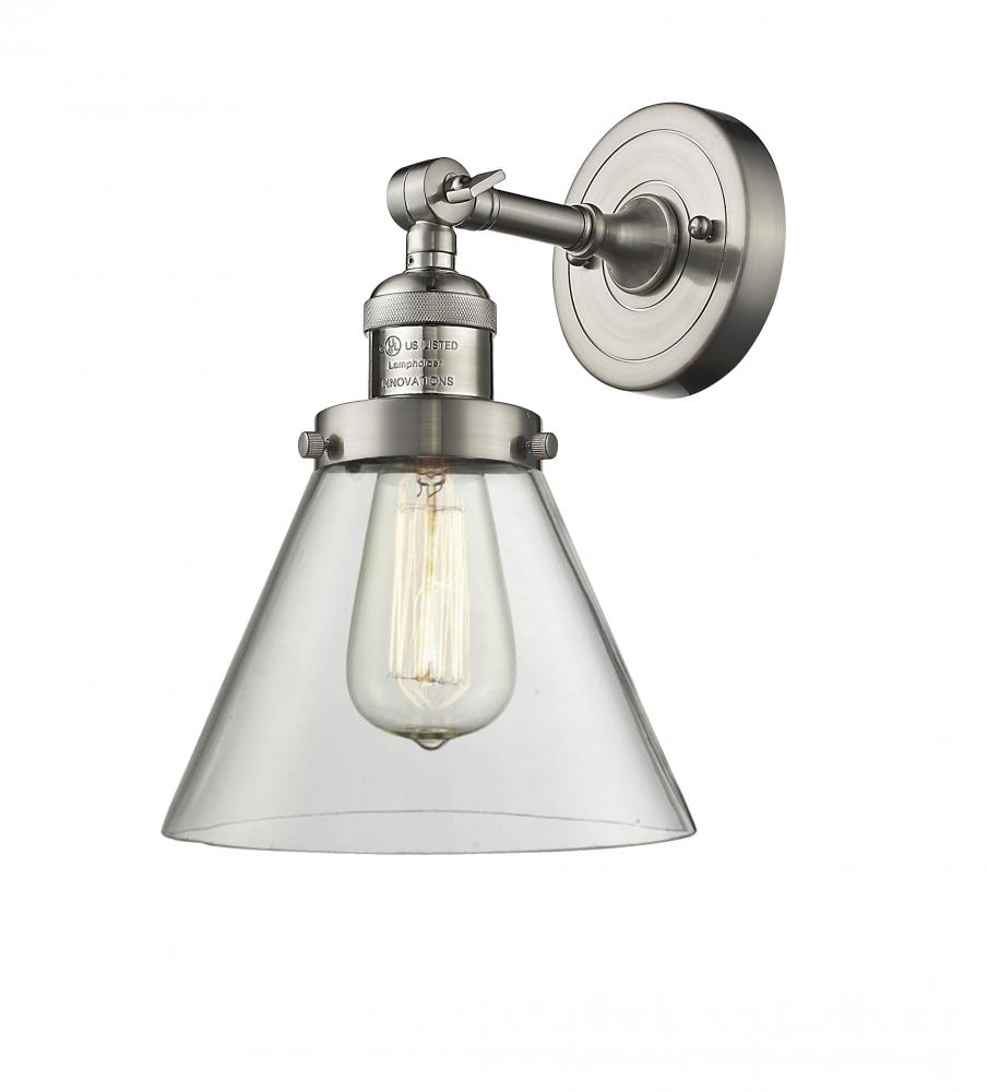 Cone - 1 Light - 8 inch - Brushed Satin Nickel - Sconce