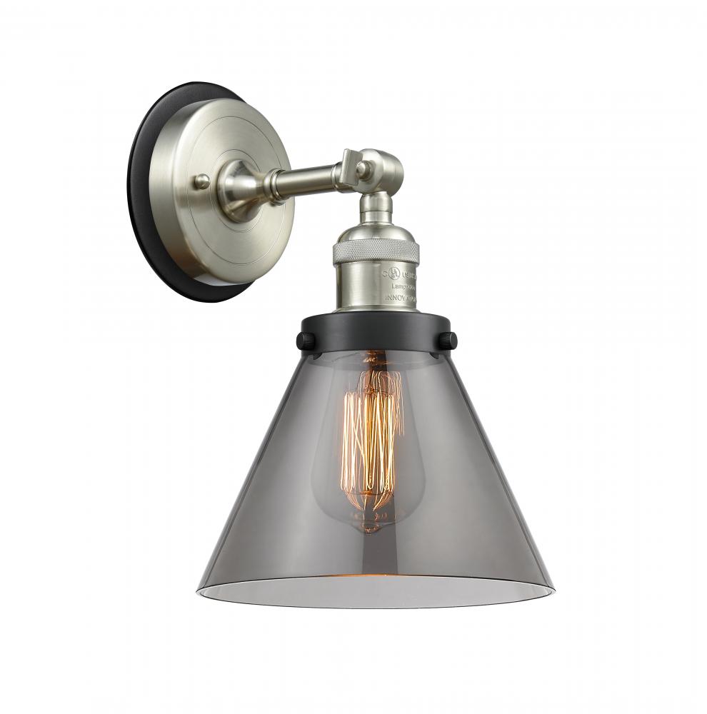 Cone - 1 Light - 8 inch - Brushed Satin Nickel - Sconce