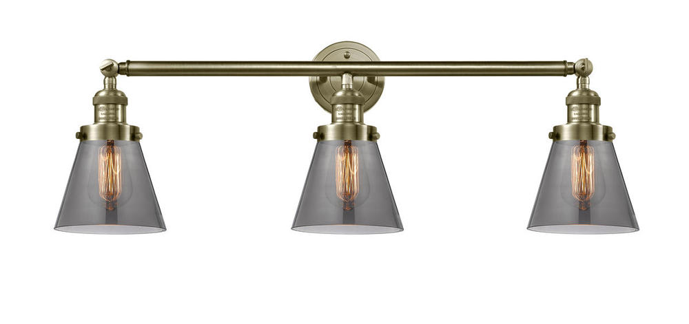 Cone - 3 Light - 30 inch - Antique Brass - Bath Vanity Light