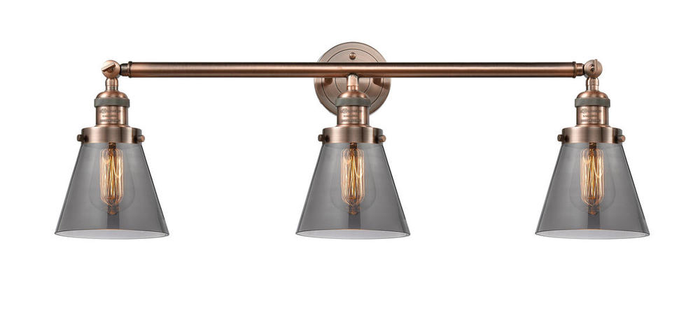 Cone - 3 Light - 30 inch - Antique Copper - Bath Vanity Light