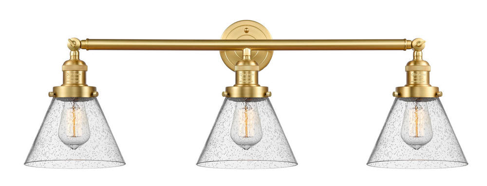 Cone - 3 Light - 32 inch - Satin Gold - Bath Vanity Light