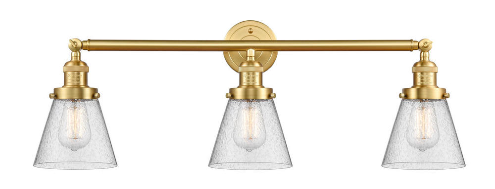 Cone - 3 Light - 30 inch - Satin Gold - Bath Vanity Light