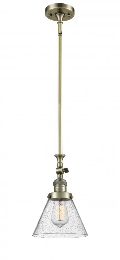 Cone - 1 Light - 8 inch - Antique Brass - Stem Hung - Mini Pendant