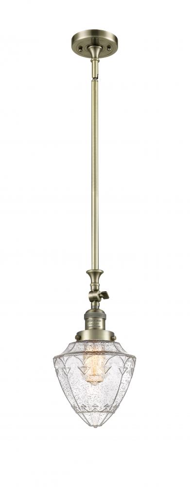 Bullet - 1 Light - 7 inch - Antique Brass - Stem Hung - Mini Pendant