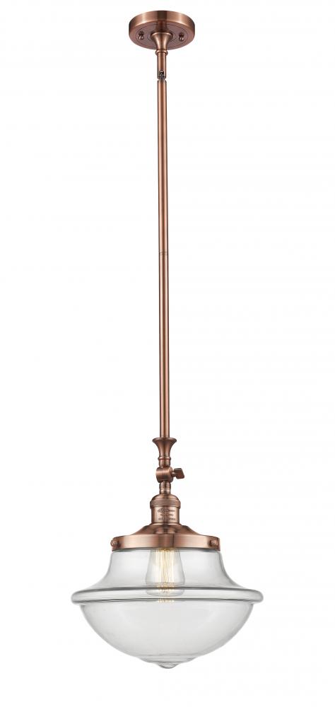 Oxford - 1 Light - 12 inch - Antique Copper - Stem Hung - Mini Pendant