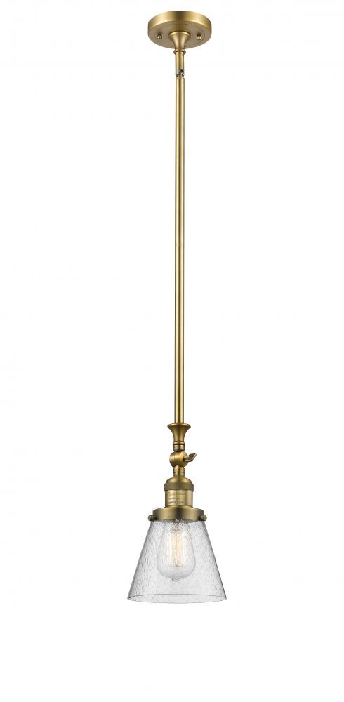 Cone - 1 Light - 6 inch - Brushed Brass - Stem Hung - Mini Pendant