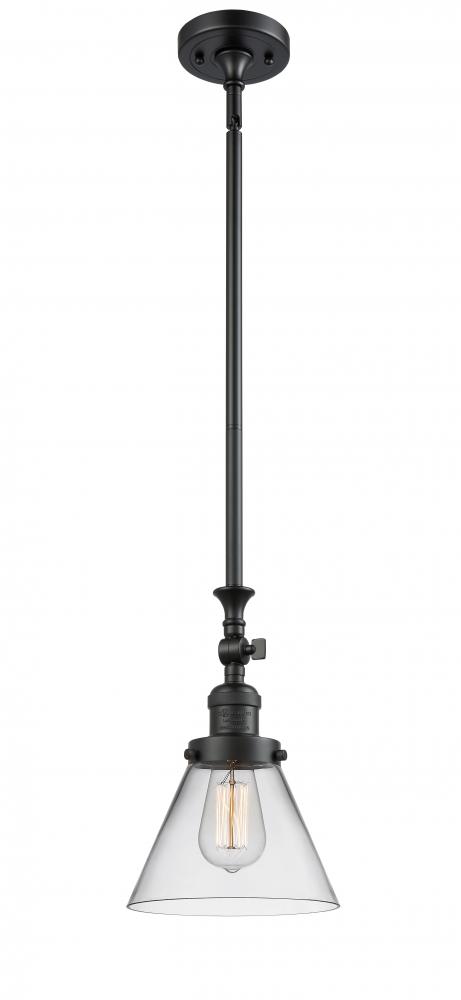 Cone - 1 Light - 8 inch - Matte Black - Stem Hung - Mini Pendant