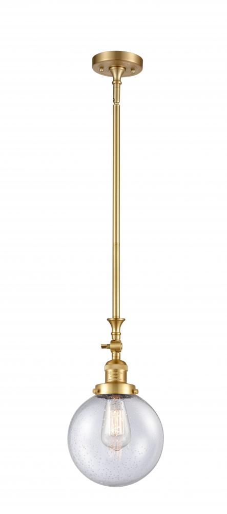 Beacon - 1 Light - 8 inch - Satin Gold - Stem Hung - Mini Pendant