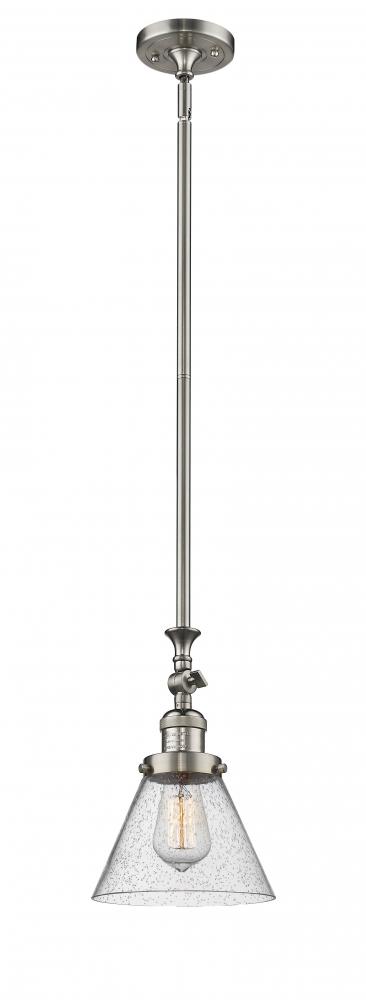 Cone - 1 Light - 8 inch - Brushed Satin Nickel - Stem Hung - Mini Pendant