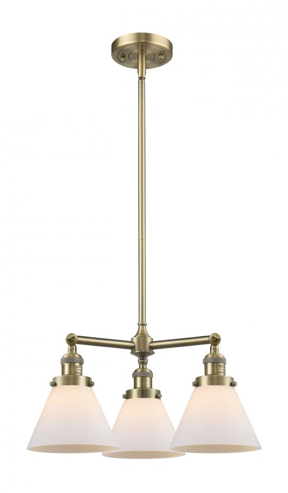 Cone - 3 Light - 22 inch - Antique Brass - Stem Hung - Chandelier