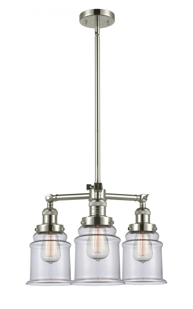 Canton - 3 Light - 18 inch - Polished Nickel - Stem Hung - Chandelier