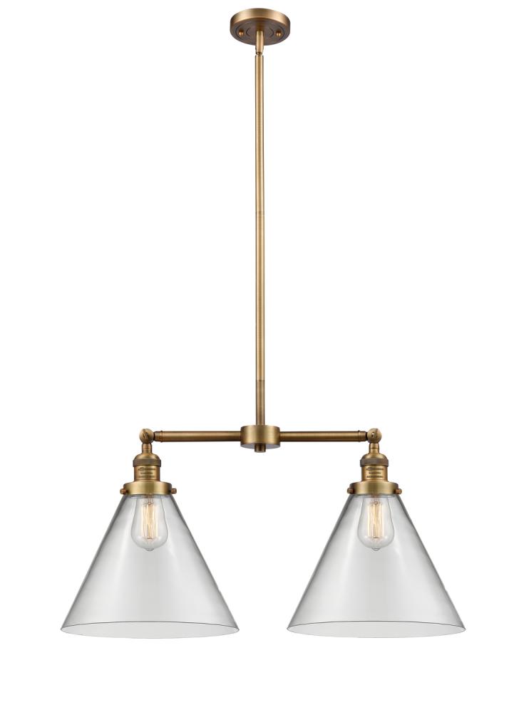 Cone - 2 Light - 21 inch - Brushed Brass - Stem Hung - Island Light