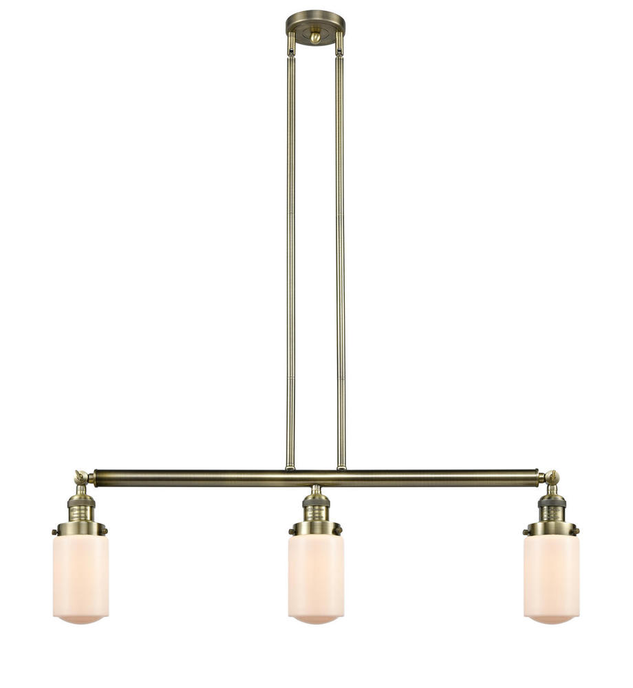 Dover - 3 Light - 37 inch - Antique Brass - Stem Hung - Island Light