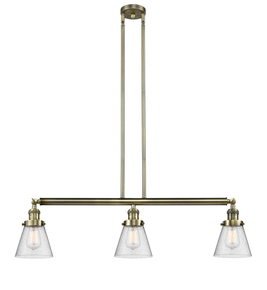 Cone - 3 Light - 39 inch - Antique Brass - Stem Hung - Island Light