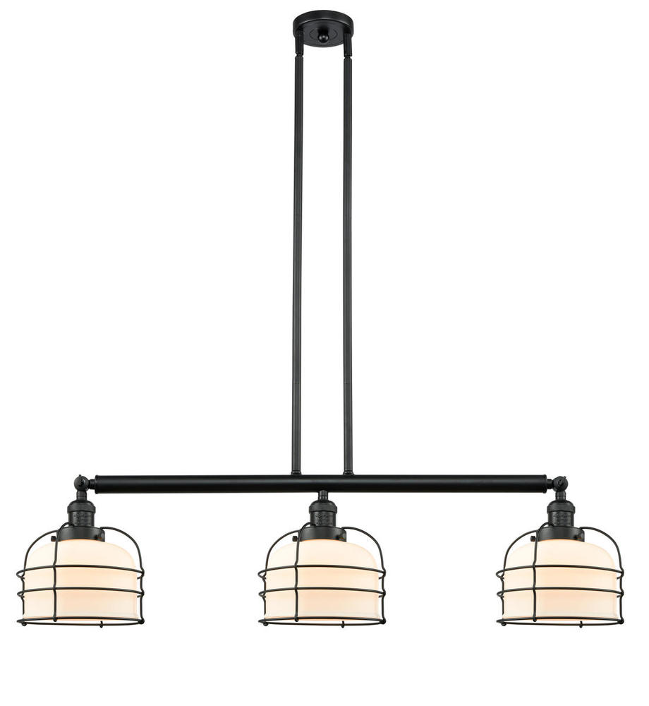 Bell Cage - 3 Light - 42 inch - Matte Black - Stem Hung - Island Light