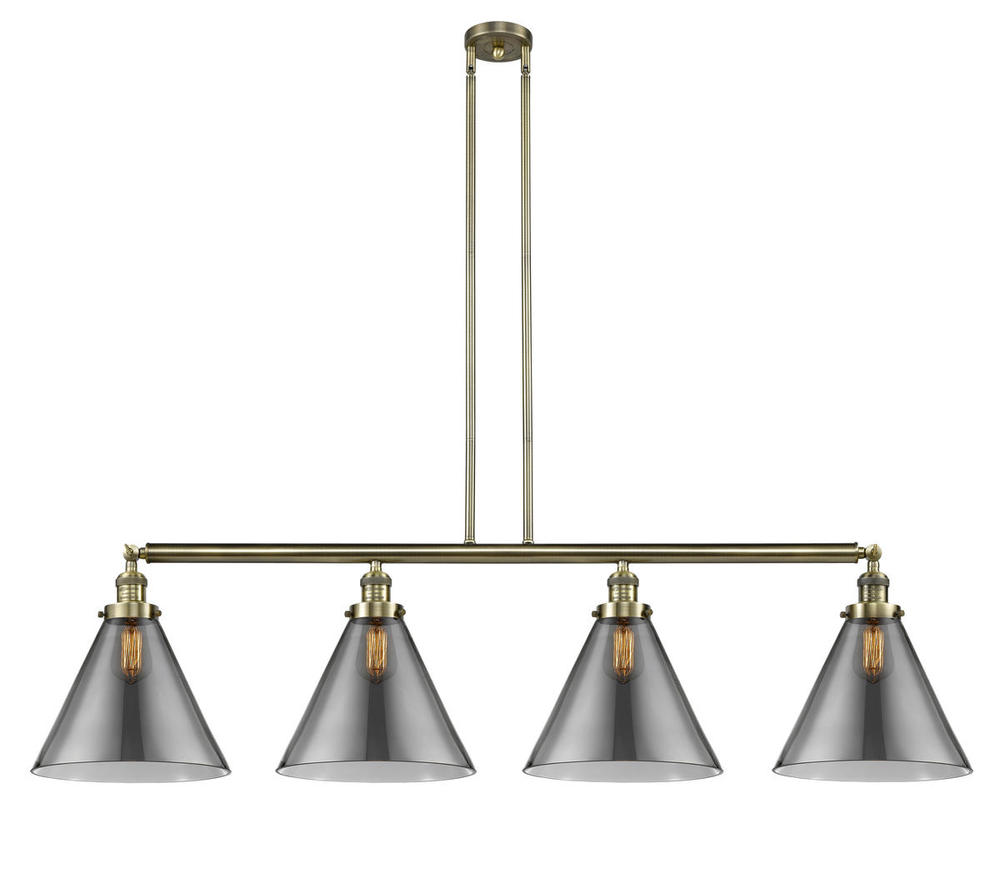 Cone - 4 Light - 56 inch - Antique Brass - Stem Hung - Island Light