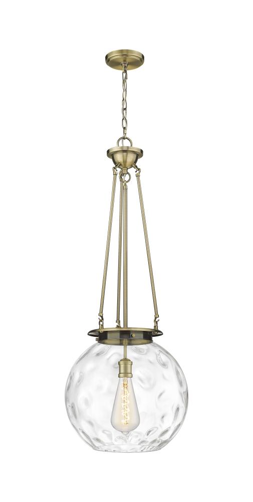 Athens Water Glass - 1 Light - 16 inch - Antique Brass - Chain Hung - Pendant
