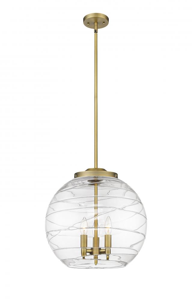 Athens Deco Swirl - 3 Light - 16 inch - Brushed Brass - Cord hung - Pendant