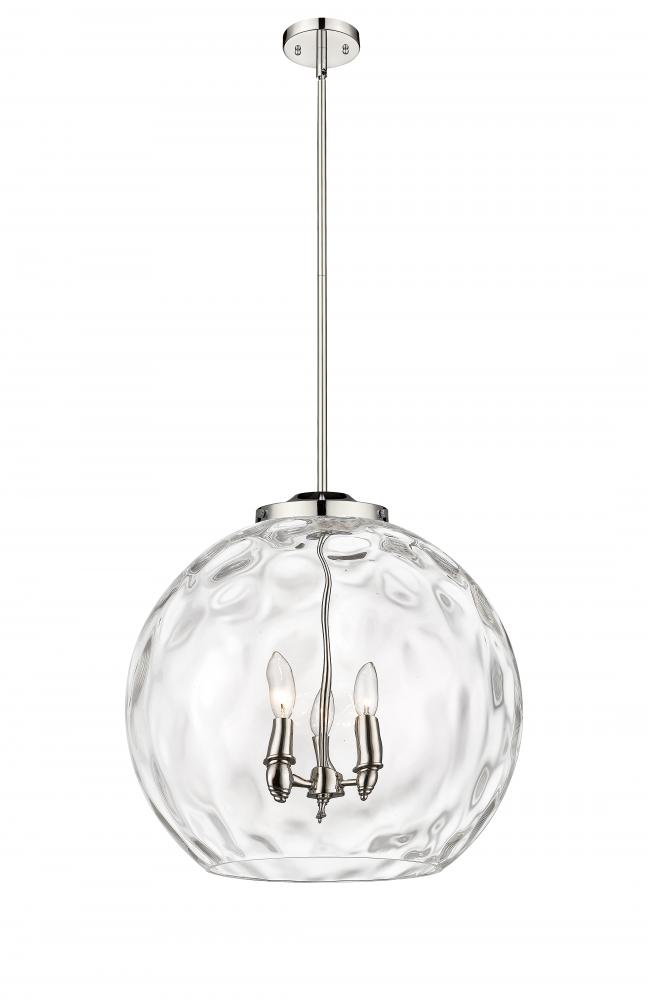 Athens Water Glass - 3 Light - 18 inch - Polished Nickel - Cord hung - Pendant