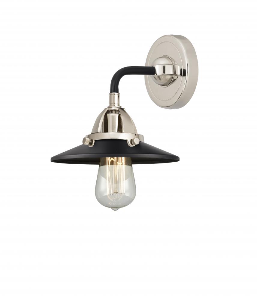 Railroad - 1 Light - 8 inch - Black Polished Nickel - Sconce