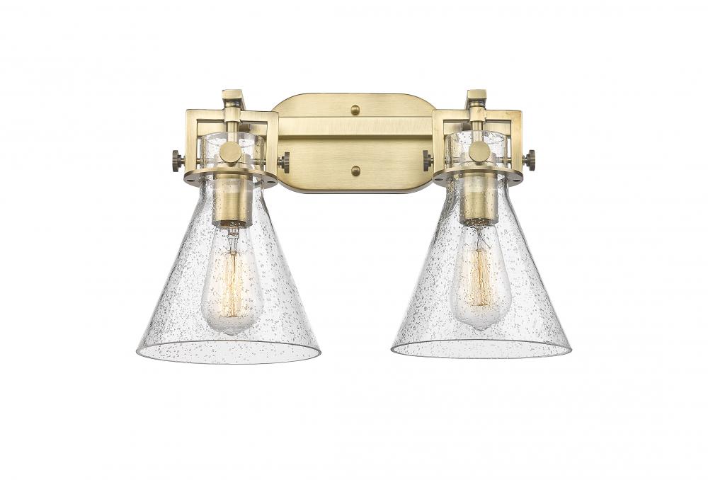 Newton Cone - 2 Light - 17 inch - Brushed Brass - Bath Vanity Light