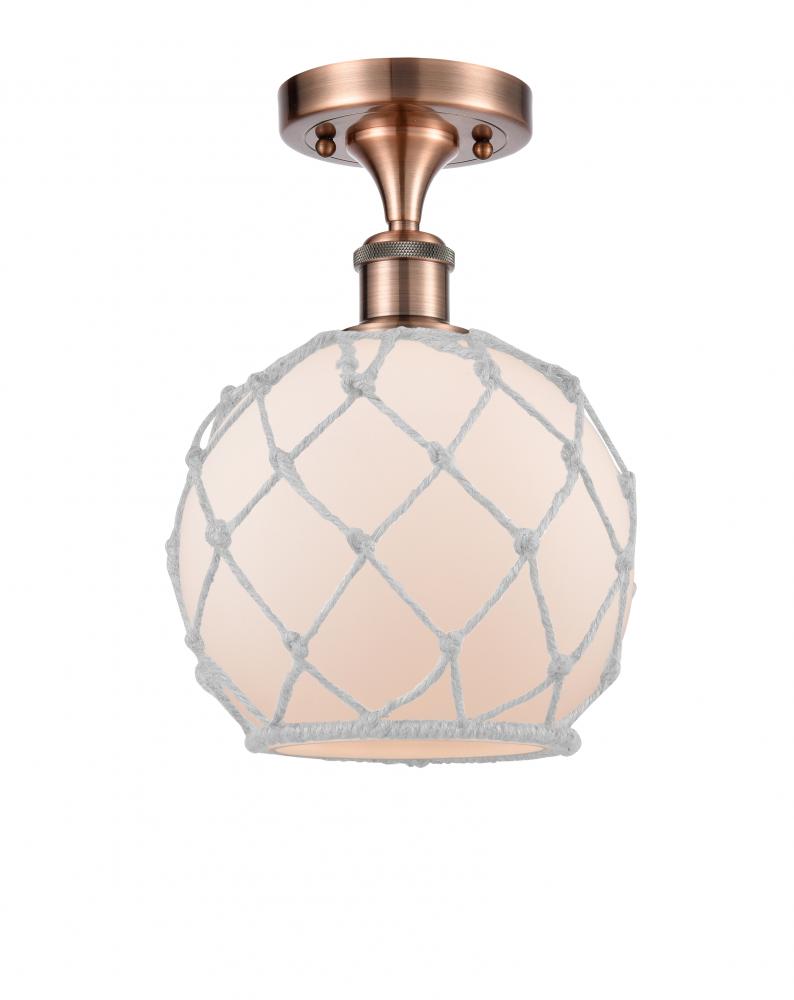 Farmhouse Rope - 1 Light - 8 inch - Antique Copper - Semi-Flush Mount