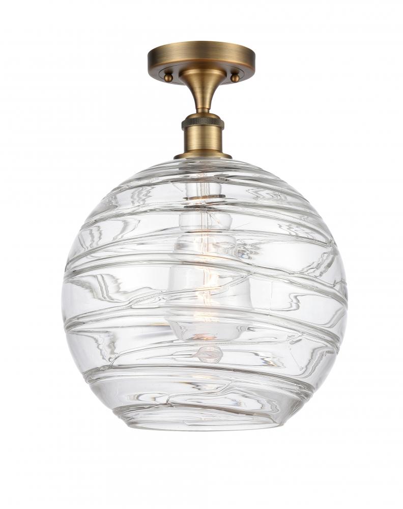 Athens Deco Swirl - 1 Light - 12 inch - Brushed Brass - Semi-Flush Mount