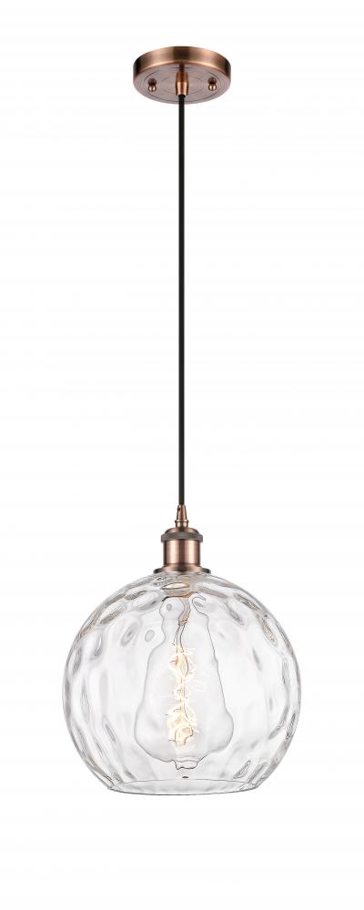 Athens Water Glass - 1 Light - 10 inch - Antique Copper - Cord hung - Mini Pendant