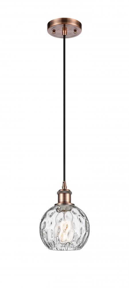 Athens Water Glass - 1 Light - 6 inch - Antique Copper - Cord hung - Mini Pendant