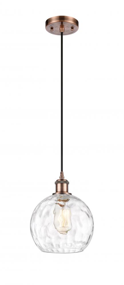 Athens Water Glass - 1 Light - 8 inch - Antique Copper - Cord hung - Mini Pendant