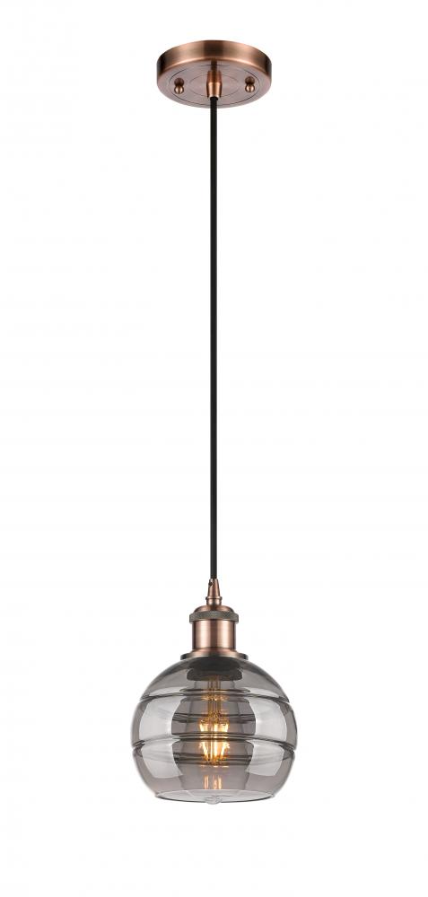 Rochester - 1 Light - 6 inch - Antique Copper - Cord hung - Mini Pendant