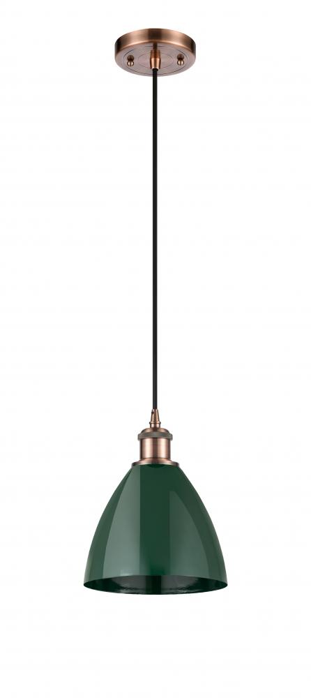 Plymouth - 1 Light - 8 inch - Antique Copper - Cord hung - Mini Pendant