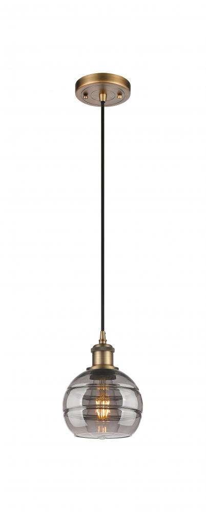 Rochester - 1 Light - 6 inch - Brushed Brass - Cord hung - Mini Pendant