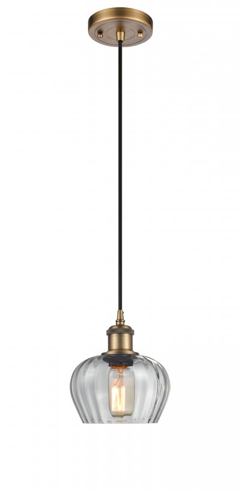 Fenton - 1 Light - 7 inch - Brushed Brass - Cord hung - Mini Pendant