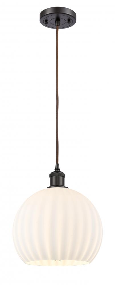 White Venetian - 1 Light - 10 inch - Oil Rubbed Bronze - Cord Hung - Mini Pendant