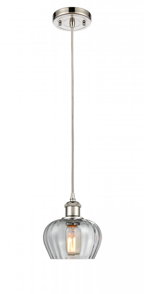 Fenton - 1 Light - 7 inch - Polished Nickel - Cord hung - Mini Pendant