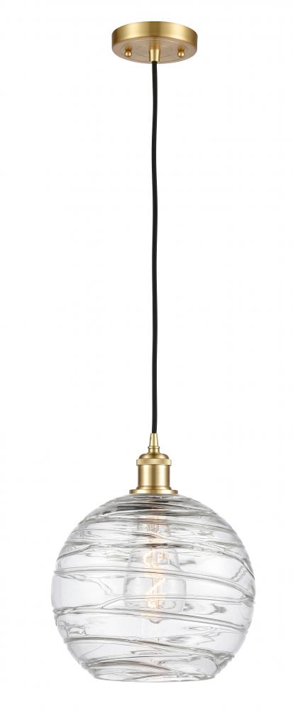 Athens Deco Swirl - 1 Light - 10 inch - Satin Gold - Cord hung - Mini Pendant