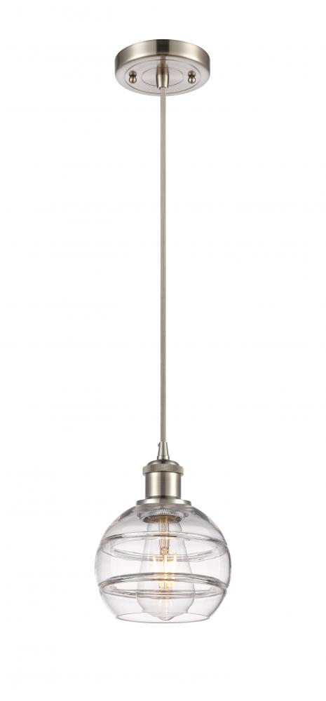 Rochester - 1 Light - 6 inch - Brushed Satin Nickel - Cord hung - Mini Pendant