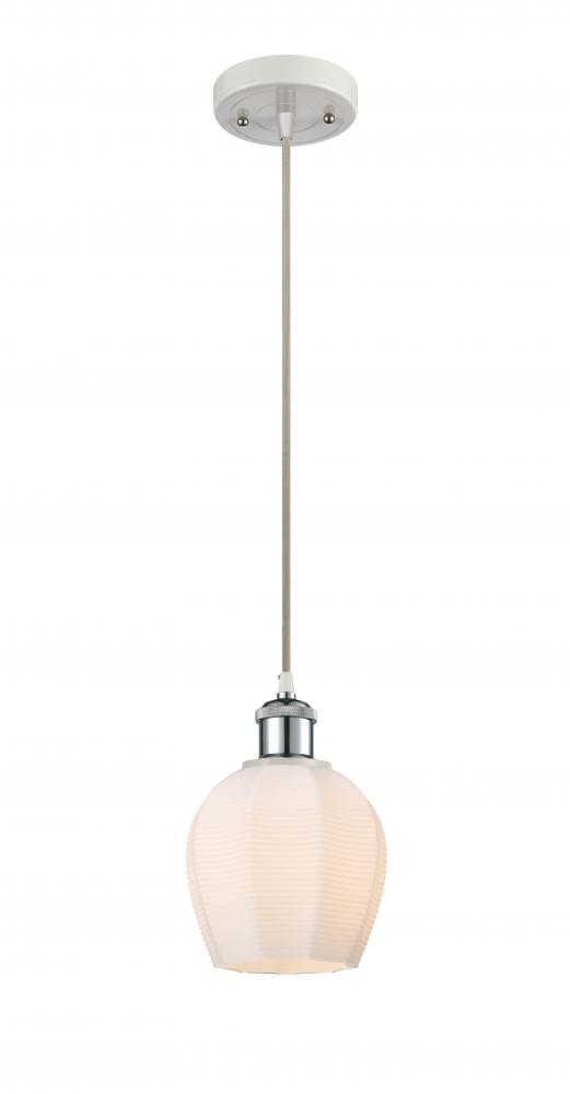 Norfolk - 1 Light - 6 inch - White Polished Chrome - Cord hung - Mini Pendant