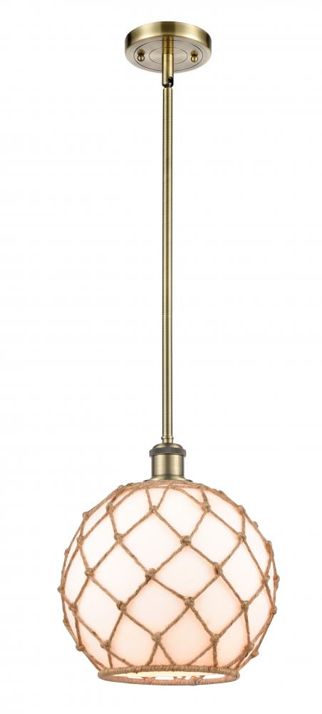 Farmhouse Rope - 1 Light - 10 inch - Antique Brass - Mini Pendant