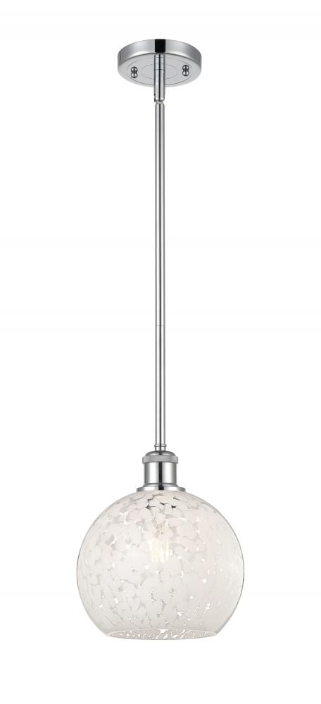 White Mouchette - 1 Light - 8 inch - Polished Chrome - Mini Pendant