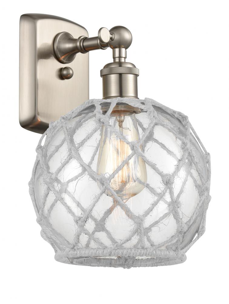 Farmhouse Rope - 1 Light - 8 inch - Brushed Satin Nickel - Sconce