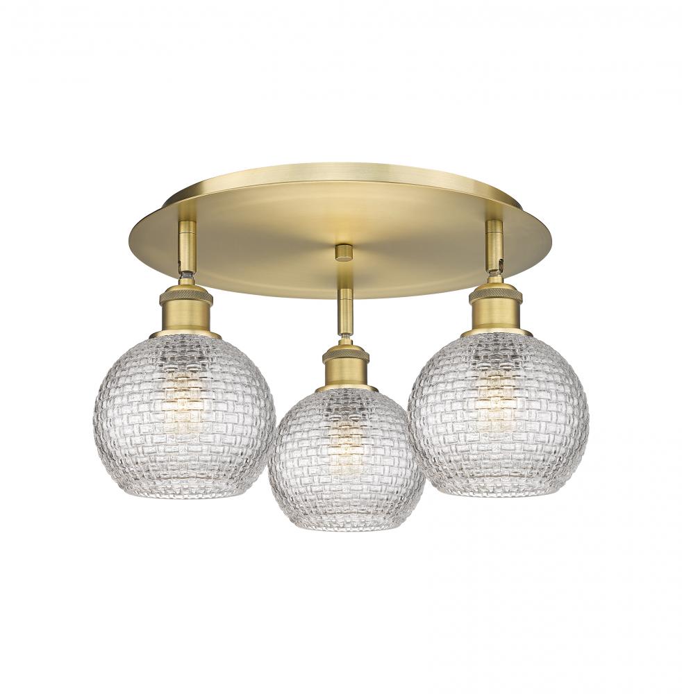 Athens - 3 Light - 18 inch - Brushed Brass - Flush Mount