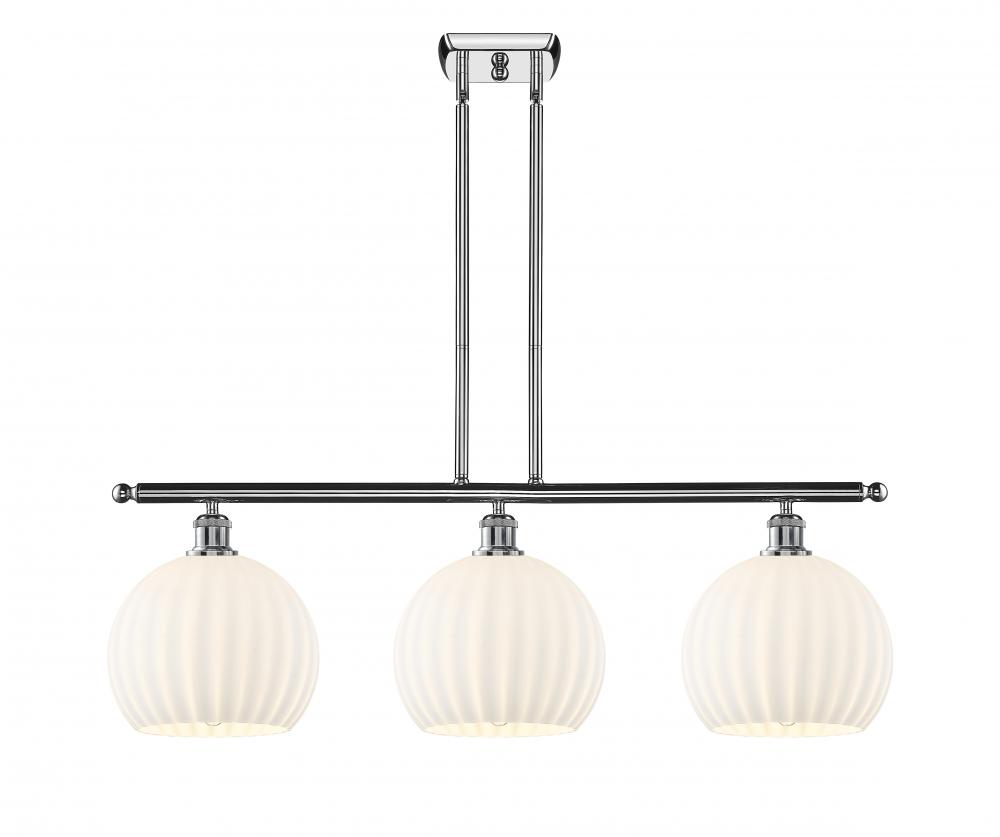 White Venetian - 3 Light - 37 inch - Polished Chrome - Stem Hung - Island Light