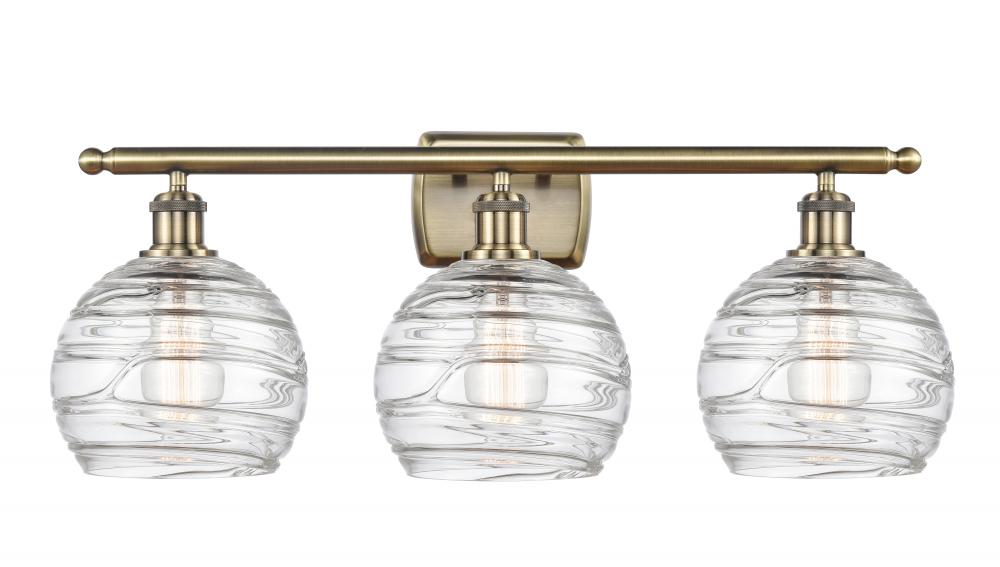 Athens Deco Swirl - 3 Light - 28 inch - Antique Brass - Bath Vanity Light