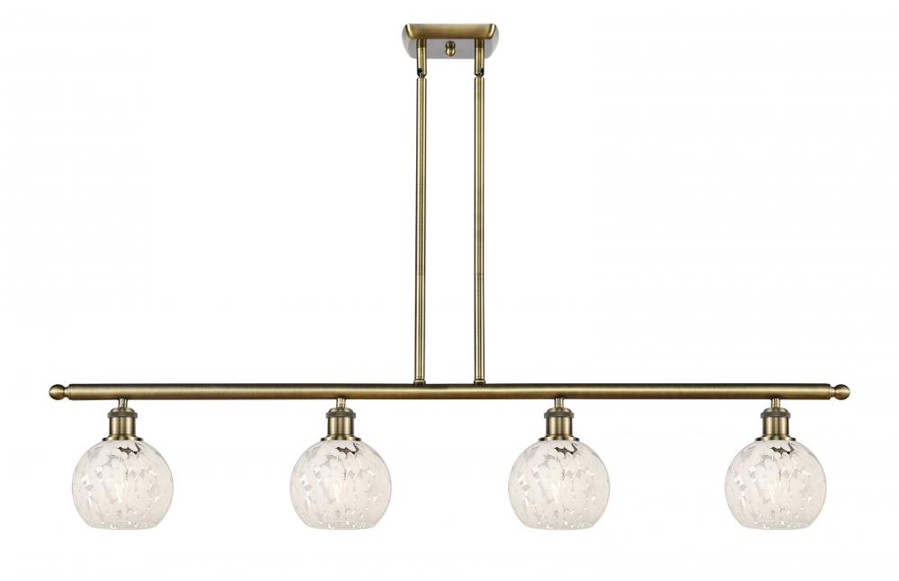 White Mouchette - 4 Light - 48 inch - Antique Brass - Stem Hung - Island Light