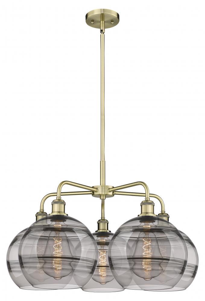 Rochester - 5 Light - 28 inch - Antique Brass - Chandelier