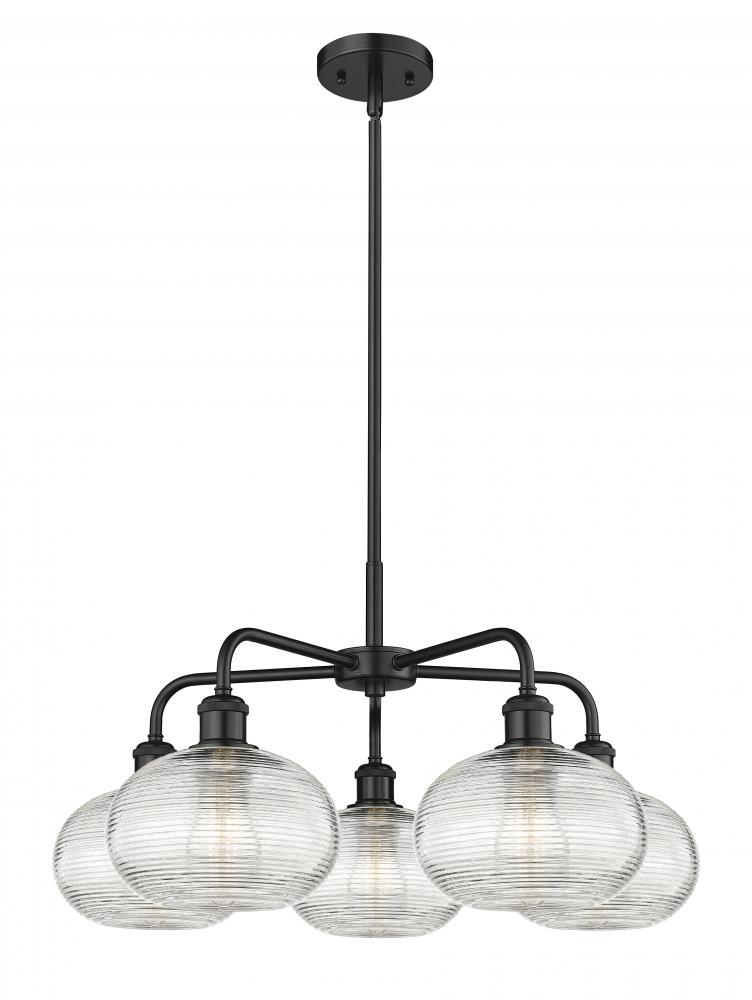 Ithaca - 5 Light - 26 inch - Matte Black - Chandelier