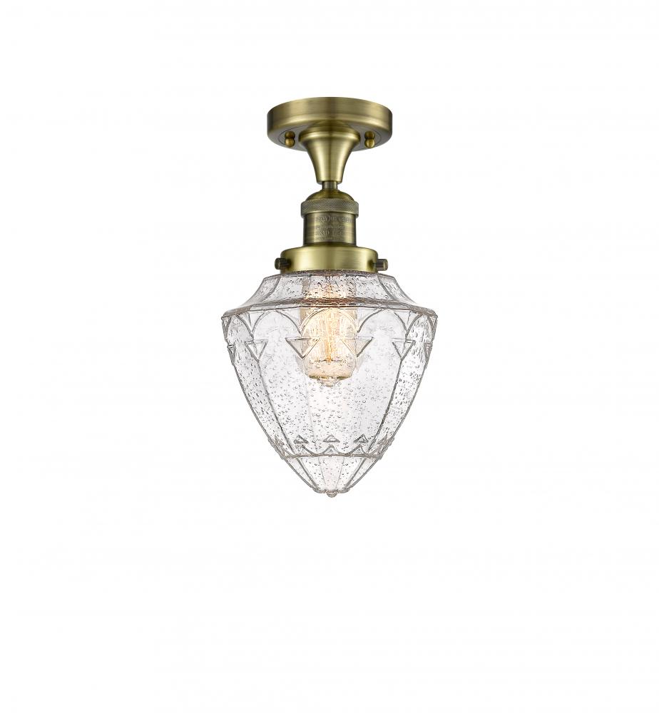 Bullet - 1 Light - 7 inch - Antique Brass - Semi-Flush Mount